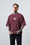 Men's Mercy Embroidered Washable Oversize T-Shirt Burgundy - 3