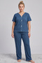 Petrol Bowknot Plus Size Ribbed Camisole Knitted Pajama Set26120851 - 2