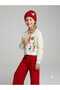 Girl's Colorful Buttoned Floral Patterned White Knitwear Cardigan Colorful Trousers 2-Piece Set - 4
