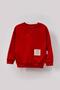 Unisex Children's Tag Detailed Cotton Seasonal 2-Piece Top and Bottom Set - Red - 3
