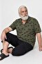 Men's Oversized Polo Neck T-Shirt Palm 24460 Military Green - 2