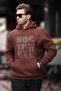 Bitter Brown Printed Hooded Men's Sweatshirt with Pocket Detail 7062 - 2