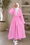 Women's Belted Kimono Cardigan Wide-Legged Pants Set Hijab 2-Piece Combination 1230 - 4