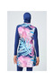 Patterned Piping Decorated Hijab Swimsuit - Indigo - - 5