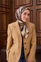 Twill Silk Scarf Olive-Lilac Patterned Tok Duruşlu 90X90 - 7