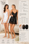 Silky Satin Textured Nightgown / Babydoll with Mesh and Lace Detailing and Thin Straps - 2