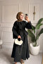 Ensade Summer Stylish Design Spanish Sleeve Blouse & Elastic Waist Skirt Hijab Black Set - 8