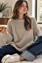 Women's Oversize Crew Neck Knitwear Sweater Loose Long Sleeve Soft Textured Casual Basic Sweater - 2