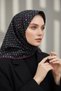 100% Twill Silk Crispy Motif Patterned Black - Fuchsia Colored 90X90 Scarf Sewing Shape: Hand Sewing - 5