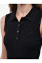 Half Buttoned Sleeveless Polo Neck Knitwear Top - 4