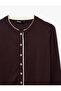Viscose Blended Contrast Layered Long Sleeve Crew Neck Knitwear Cardigan - 7