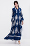 Women's Patterned Hijab Dress F.Navy Blue 1010 - 3