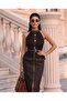 Imported Lace and Denim Fabric Belt and Zipper Detailed Lined Special Design Midi Dress