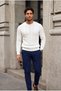 Leone Anti-Peeling Anti-Pilling Hairless Knitted Crew Neck Men's Sweater - Ecru - 8