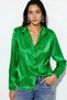 Women's Draped Satin Shirt Green 1069