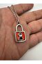 Red Lock Unisex Necklace – Minimal and Stylish Design - 4