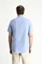 Short Sleeve Regular Fit Sports Cotton Button Collar Shirt - 4