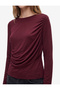 Long Sleeve Slim Fit T-Shirt with Draped Detail - 4