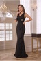 Women's Double-Breasted Collar, Flounced Front, Gold Stone, Black Women's Evening Dress, Graduation Dress - 5