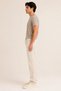 Men's Linen Ecru Elastic and Adjustable Lace-Up Waist Relaxed Fit Straight Leg Jogger Trousers - 3