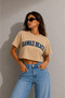 Women's Mustard Comfortable Fit Hawaiian Printed Crop T-Shirt (95% Cotton) - 3
