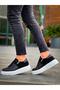 Kb-X155 Kuback Black Skin Black Suede Detailed White High Sole Casual Sports Shoes - 2