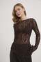 Kayık Yaka Eteği Asymmetrical Lace Blouse