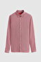 Ds Groom Slim Fit Burgundy Dobby Button Collar Cotton Shirt - 5