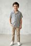 Boy's Shirt with Folded Sleeves and Buttons