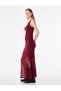 Slim Fit Tulle Detailed Viscose Sleeveless Crew Neck Long Knitwear Dress - 2