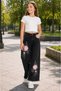 26904-26 Girls' Denim Trousers Wide Leg Floral Embroidery Detailed Tassel Leg Casual Comfortable Jean Pants
