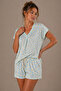 Women's Daisy Patterned Cotton Short Sleeve Oversize T-Shirt and Shorts Bottom Top Pajama Set - 3