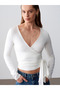 32645 Long Sleeve Double-Breasted Top-Ecru - 3