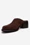Ardent Brown Suede Genuine Leather Closed-Front Women's Thick Heeled Slippers - 6
