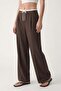 Brown Double Waistband Women's Trousers - 4
