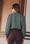 Women's Emerald V-Neck Collar Pleated Detailed Elastic Waist Cuffed Blouse Arm-26K001020 - 2