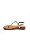 Genuine Leather Metal Leaf Detailed Gold Color Women's Stylish Flip-Flop Sandals - 3