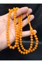 Orange Color Faceted Globe Cut 99 Powdered Amber Prayer Beads - 2