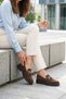 Brown Suede Genuine Leather Buckle Women's Loafer Shoes Real Leather Buckle Loafer Shoes Inside and Outside - 6