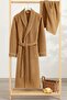 Brown Pique Soho Bathrobe Set - Unisex Bathrobe and Towel - Cotton 60X100Cm Towel