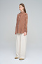 Women's Striped Brown Modern Oversize Shirt - 4
