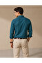 Men's Petrol Textured Striped Regular Fit Shirt - 5