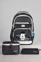Relaxion 1920 Primary School Boys' Black School Bag Set of 3 - with Lunch Bag, Pen Holder, and Plush Keychain