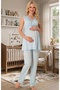 Women's Blue Lace Special Design Maternity Pajama Set - 3