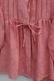 Linen Look Suit with Half Buttoned Sleeves, Elasticated Front, and Tie-Front Skirt - Pomegranate Flower - 7