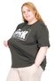 Mode XL Real Big Size Women's T-Shirt Bis Collar New York U26119 Haki - 4