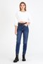 Women's Blue Lycra Mom Jean Pants – High Waist Regular Fit