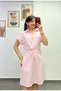Striped Dress with Shirt Collar Pockets and Tie Waist Detail - 3