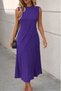 New Season Women's Sleeveless Crew Neck Front Ribbed Long Viscose Holiday Dress - 4