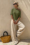 Women's Body-Fitting Basic Khaki Tight Blouse - 4